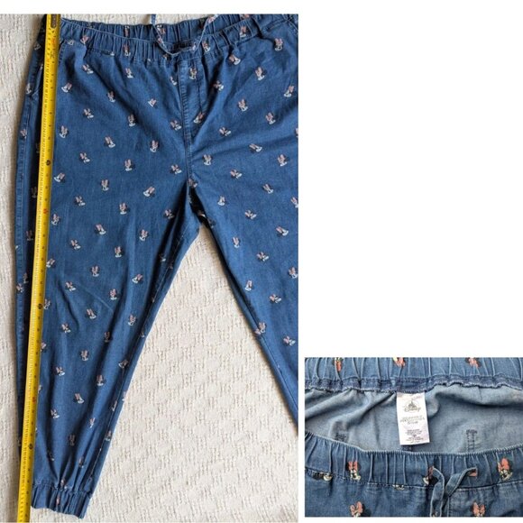 Disney Minnie Mouse Pants Women's 2X Plus Denim Jogger All Over Print - Picture 4 of 4